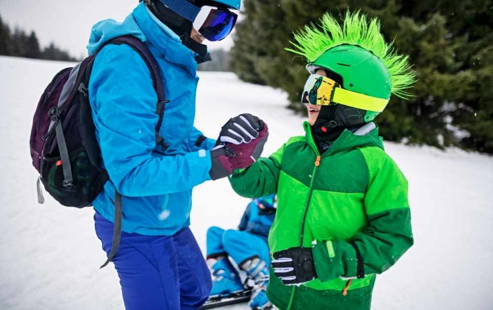 åka skidor med barn